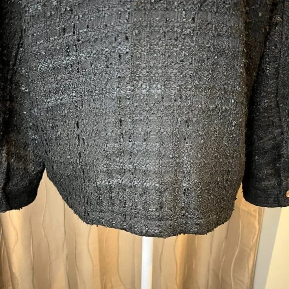 Zara Black Tweed Oversized Shirt Jacket, Size Small - Picture 14 of 16